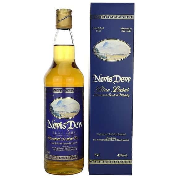 nevis dew blue label blend whisky