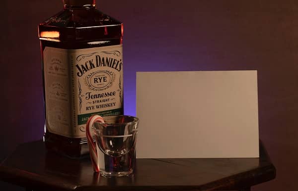 Bottle of Jack Daniels Rye Whiskey