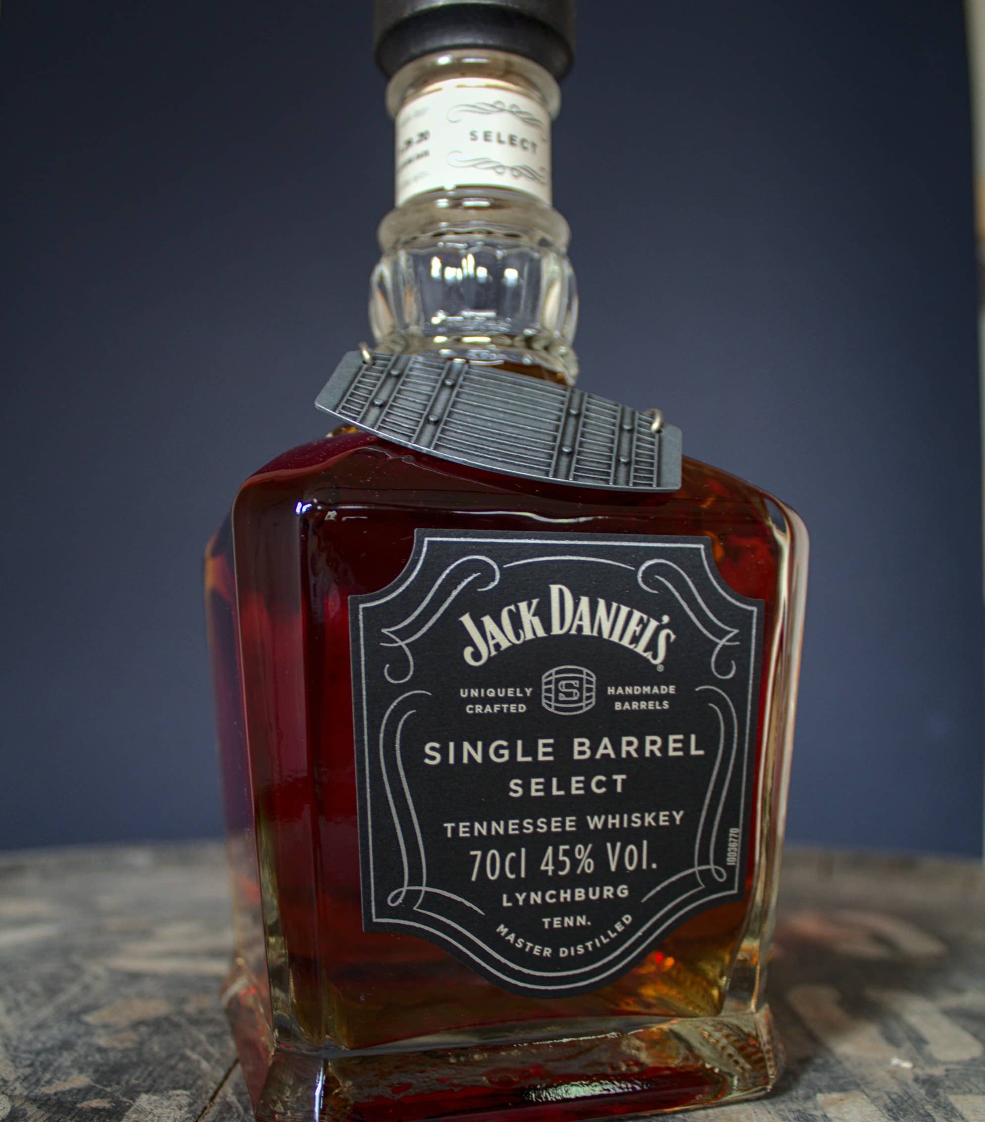 Bottle of Jack Daniels Single Barrel in a wooden surface