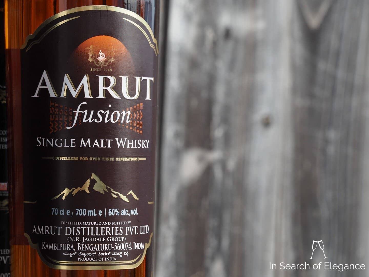 Bottle of one of the most famous indian whisky brands: Amrut