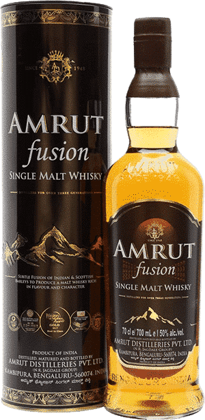 Bottle of Amrut Fusion, one of the best indian whisky expressions
