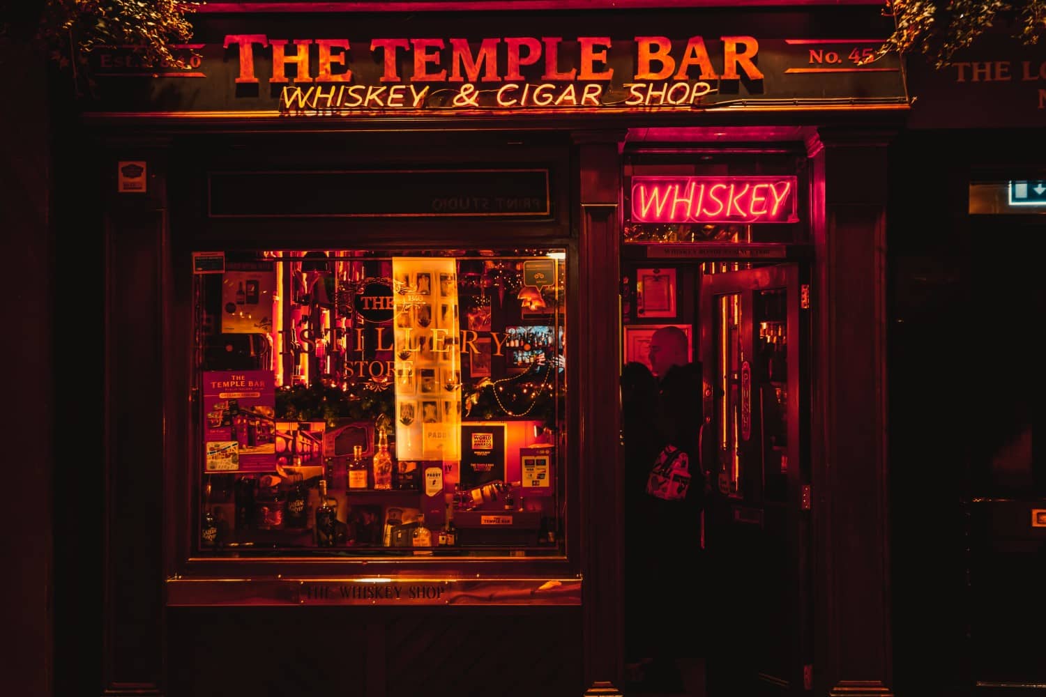 The Temple Bar, a pub famous in Ireland that serve some of the best irish whiskey brands